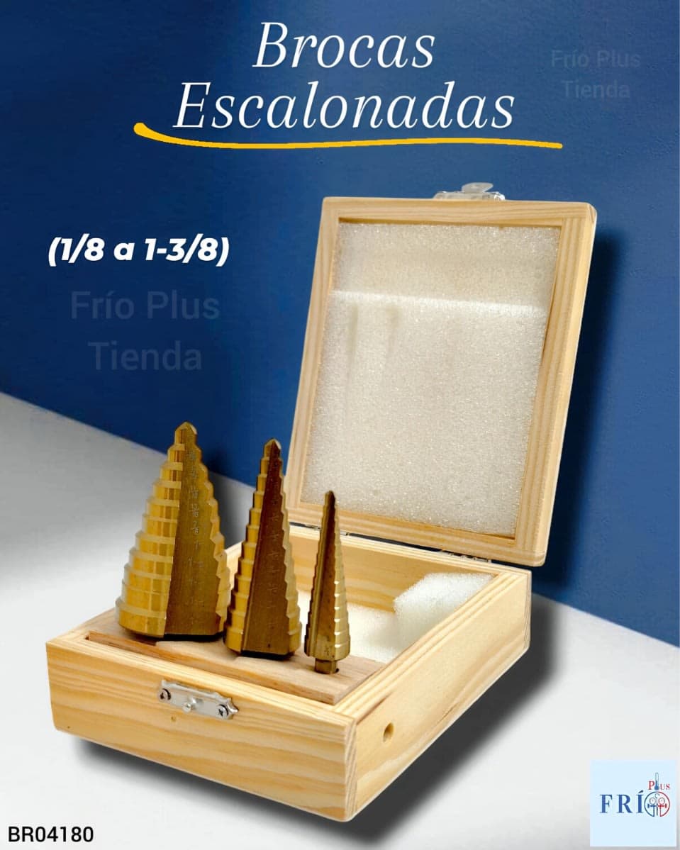 Brocas Escalonadas 3pcs En Caja De Madera (1/8 A 1-3/8) (501045)