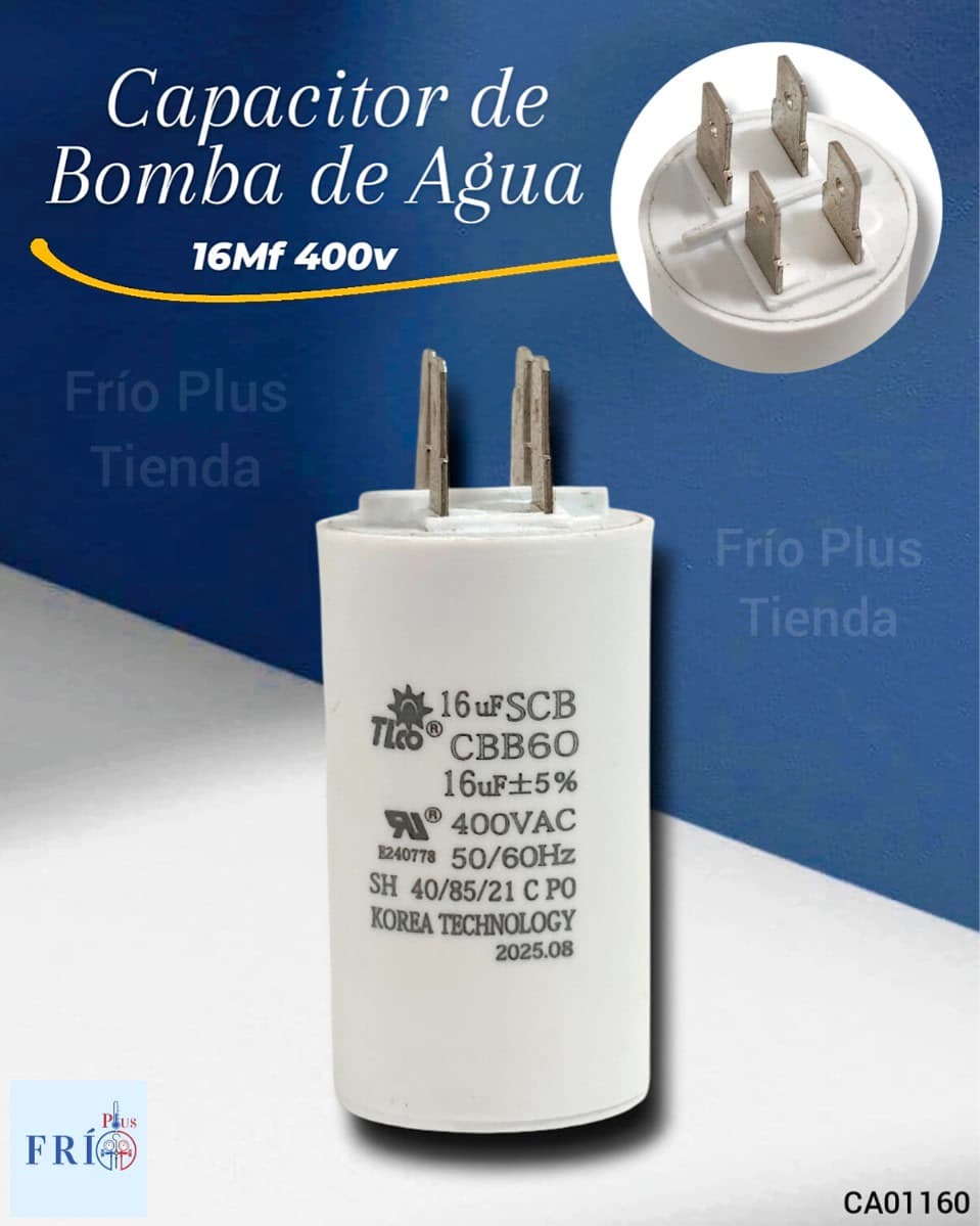 Capacitor 16 Mf 400 V Plastico/bomba De Agua