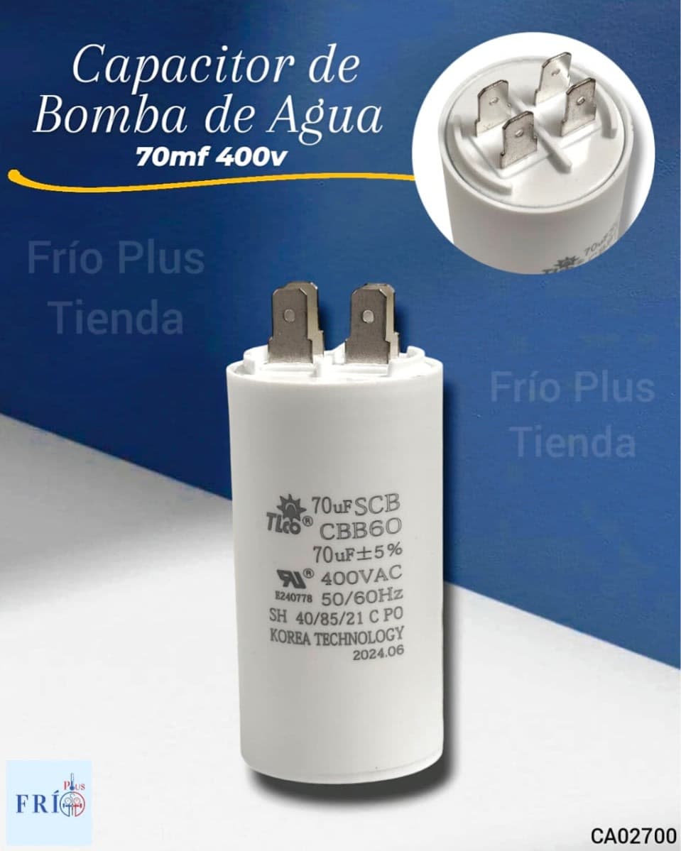 Capacitor 70 Mf 400 V Plastico/bomba De Agua